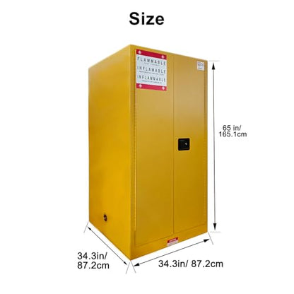 Hazardous Flammable Safety Storage Cabinet 34"x34"x65" Fire Proof Lockers | 65~90 Gallon Safe, Double-Wall Steel, Dual Manual Locks, 2 Adjustable Galvanized Shelves, For Gasoline Liquid Fuel Chemical - size: 65"*34"*34"