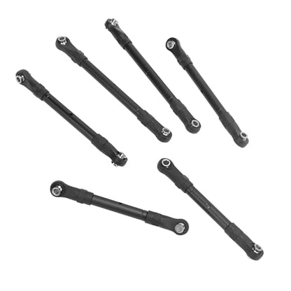 RC Tie Link Rods Set, 6 Pcs RC Car Steering Tie Rod Aluminum Alloy Spare Part Long Short RC Tie Rods Set for Slash Remote Controlled Car (Black) - color: Black