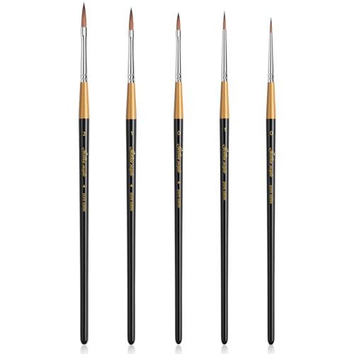Golden Maple Kolinsky Sable Miniature Paint Brushes, 5PC Professional Detail Paint Brushes Arrow Point Paint Brush Set for Models, Watercolor Details, Figures & Gouache Painting, Black - size: BG32 Arrow Point