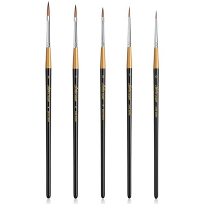 Golden Maple Kolinsky Sable Miniature Paint Brushes, 5PC Professional Detail Paint Brushes Arrow Point Paint Brush Set for Models, Watercolor Details, Figures & Gouache Painting, Black - size: BG32 Arrow Point