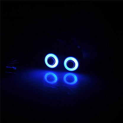 QUE-T 10mm 2 LEDs Angel Eyes & Demon Eyes LED Headlight/Back Light for 1:10 RC Model Crawler Cars, (Blue + White, 10MM) - color: Blue + White, size: 10MM