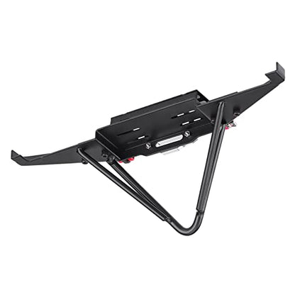 RC Crawler Steel Front Bumper with LED Lights, Heavy Duty RC Car Front Bumper for Axial SCX10 90046, 1/10 Scale Off Road Remote Control Car Accessories, Durable Metal Bumper with E