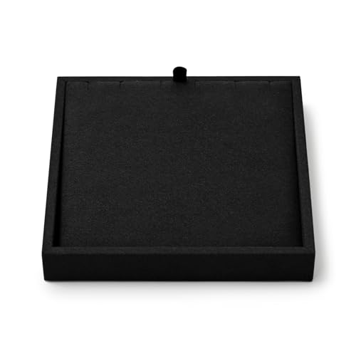 Oirlv Black Microfiber Jewelry Necklace Display Tray | Soft Black Microfiber, 5.51"X5.51"X0.79" with Necklace Slots, Black Finish Makes Jewelry Stand Out, Great for Photography - style: P13708