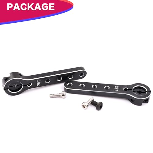 25T Metal Servo Arm 56mm for 30-100CC Balsa Airplanes 1/10 RC(2PCS Black) | Extension Servo Horn for 1/10 Car Boat Futaba HSP Wltoys Axial SCX10 Parts,CNC Machining - color: 2pcs Black