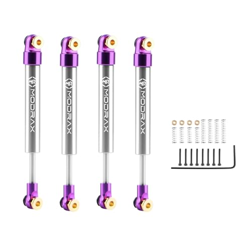 50mm Shock Adjustable Inner Spring for SCX24 AX24, Purple Silver | Ultra-thin CNC Aluminum Micro Dampers, 4 Negative Pressure Modes, Wide-angle Ball Head - color: Purple Silver