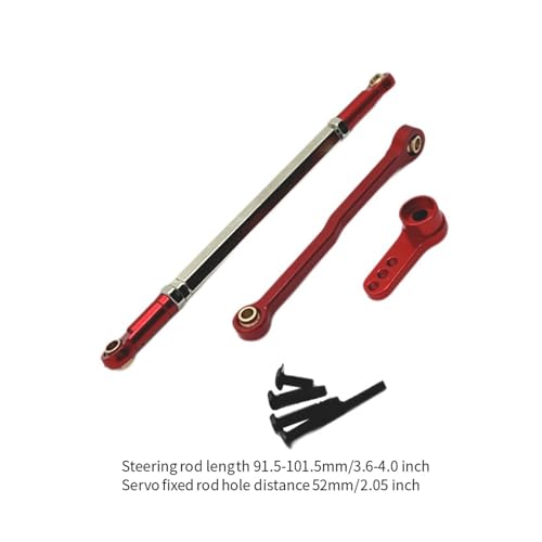 Servo Link Rod Metal Steering Rod High Strength RC Car Push Rods Linkage Rod End for 1:12 99S MN78 Trucks DIY, red - color: Red