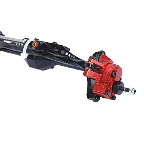 1/10 RC Car Aluminum Alloy Front Portal Axle Assemble for Capra 1.9 UTB AXI03004 RC Crawler Upgrades (Red&Black) - color: Red&black