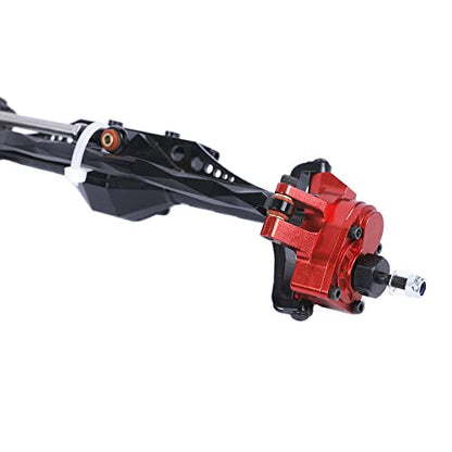 1/10 RC Car Aluminum Alloy Front Portal Axle Assemble for Capra 1.9 UTB AXI03004 RC Crawler Upgrades (Red&Black) - color: Red&black