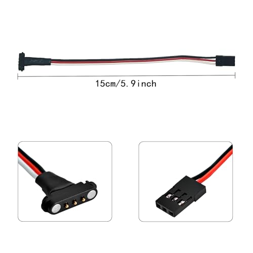 3Pcs RC Models JR Extension Cable, 1-to-2 Y Magnetic Snap-on for RC Cars, Planes, Drones, and Other DIY Models