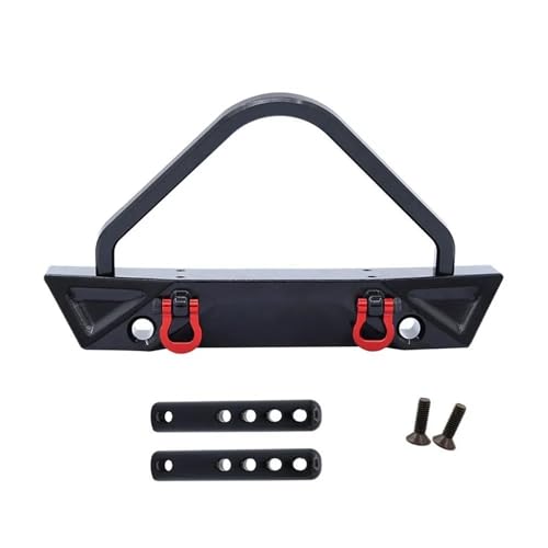 RC Car Parts for MN128 Metal Front Rear Bumper with Tow Hitch Shackles Winch Hole 1/12 RC Crawler Upgrade Parts Replacement Car Accessories(Black,Front) - color: Black, size: Front
