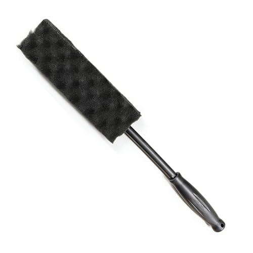 Craedli Soft Foam Wheel Brush, Car Detailing Rim Cleaner Tool (Black) | Non-Scratch Wavy Sponge Head, Long-Reach Wheel Scrubber Brush, Ergonomic Grip Handle, Versatile Deep Cleaning Application - color: Black