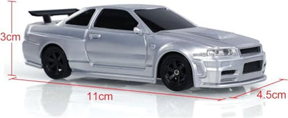 TOUCAN RC HOBBY 1:43 Remote Control Mini Drift Car Race Car Radio Lights Traffic Safety Cone Without a Gyro Silver,US in Stock - color: 4304