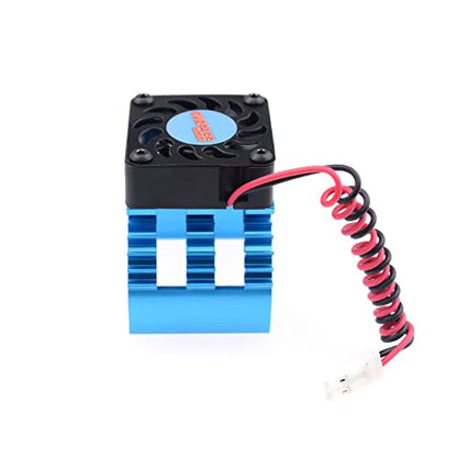 Surpass Aluminum RC Motor Heat Sink with 5-8.45V Cooling Fan for 1/10 RC Car Truck Buggy Crawler 540 550 3650 Size Motor Black&Blue - style: Plastic single fan with blue Heatsink