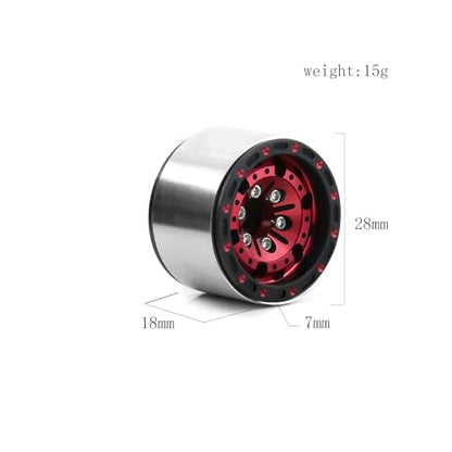 REDSPIDER （4pcs） 1.0 beadlock Wheels and Tires，1.0 Tires Set Has Super Soft Stickiness，Wheel hub Colors Available. 1.0 Crawler Tires for TRX4M Axial AX24 SCX24 FCX24 1/18 1/24 RC Crawler Car (Red) - color: Red