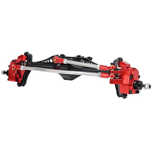 RC Front Axle Metal Remote Control Crawler Front Portal Axle Assembly for Axial Capra 1.9 UTB RC Car Upgrade Parts Aluminum Alloy Hardened Steel 250mm 465g 1Pc (Black Red)