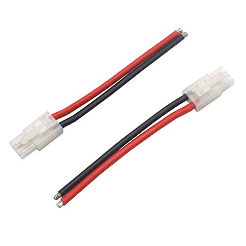 4Pairs Adapter Compatible with Tamiya Style Plug Male Female Connector w/10cm 14AWG Silicon Wire Cable for RC Car Lipo Battery Charger FPV Truck Boat