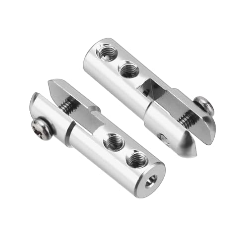 MECCANIXITY 2Pcs Metal Clevis M2 Thread Aluminum Alloy Clevis Servo Horn Tie Rod Chuck Connector with Screws for RC Airplane Car Helicopter Model Replacements,Silver - color: Silver