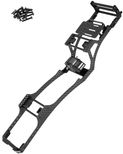 RC Carbon Fiber Frame Chassis w/Gearboxes Upgrades Part for 1/10 SCX10 SCX10 II 90046 90047 RC Crawler Car,Black - color: Black - Parts
