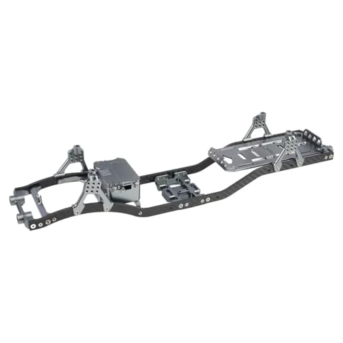 for Scx10 1/10 Skid Plate for Chassis with Carbon Fiber Rails Aluminum Brace Receiver Box Adjustable Shock Mount Battery Tray RC Crawler RC Car Parts(Gray) - color: Gray