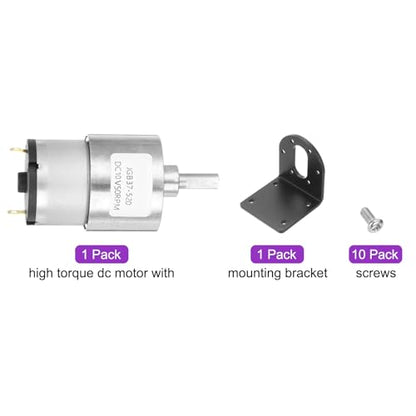 DMiotech Micro DC 12V 50RPM Geared Motor with Bracket Gear Reduction Motors 37mm Diameter Gearbox Micro Speed Reduction for RC Car, Robot Model, DIY Toys - style: 50RPM