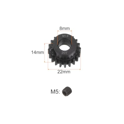 uxcell Mod 1 20T Pinion Gear 8mm Bore Hardened Steel Motor Rack Spur Gear for RC Car Truck Gear Drive