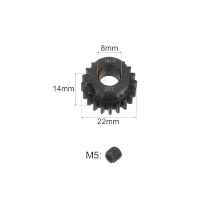uxcell Mod 1 20T Pinion Gear 8mm Bore Hardened Steel Motor Rack Spur Gear for RC Car Truck Gear Drive