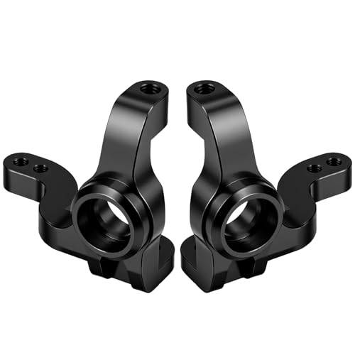 RC Car Front Steering Cup CNC Machined Aluminum Front Steering Knuckle Spindle Set Compatible with 1/10 Tamiya XV01 RC Car Upgrade Parts (Black) - color: Black