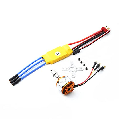 GoolRC 2212 1400KV Brushless Motor 30A ESC with T Plug 3.5mm Banana Connectors for RC Plane Helicopter Electronic Speed Controller - size: 1400kv with esc