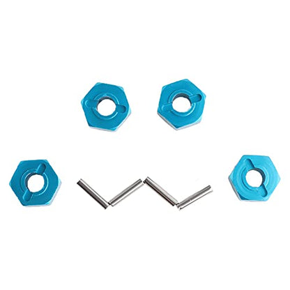 12mm Hex Wheel Hub Mount, Aluminum 7mm Thick with 2x10mm Stub Axle Pins for 1/10 Slash 4x4 & HQ 727 RC Cars Replacement Upgrade Parts (Blue)(Set of 4) - color: Blue