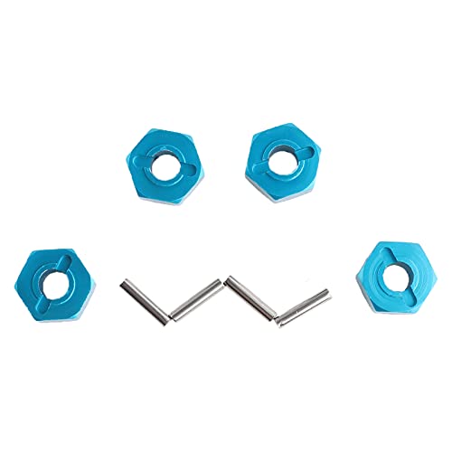 12mm Hex Wheel Hub Mount, Aluminum 7mm Thick with 2x10mm Stub Axle Pins for 1/10 Slash 4x4 & HQ 727 RC Cars Replacement Upgrade Parts (Blue)(Set of 4) - color: Blue