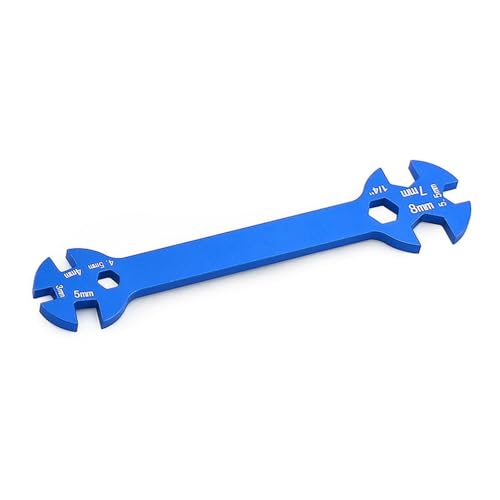 Special Tool Wrench 3/4 / 5/5.5/7 / 8MM Remote Control Car Multifunction Tool Turnbuckle Wrench Suitable for Repair Work Remote Control Car Turnbuckle - color: Blue
