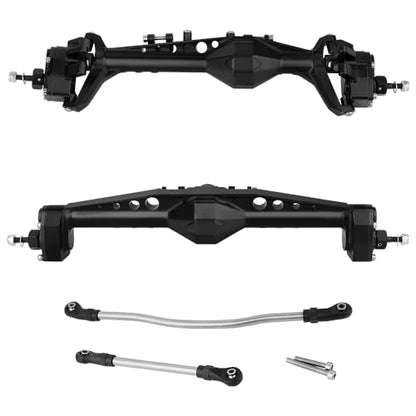Full CNC Machined F9 Offset Portal Front Rear Axle with Adjustable Link Mount for 1/10 RC Crawler Capra Gmade R1 Rock Buggy LCG Cheater Rigs 1.9 UTB Shafty (Black) - color: Black