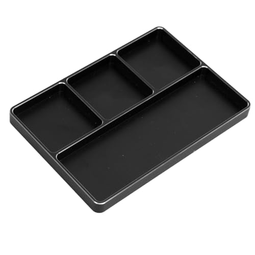 POCREATION RC Screw Tray Aluminum Alloy Magnetic Parts Organizer with 4 Grids 128 X 90 X 9.5 Mm for RC Car Plane Helicopter Boat Repair Workbench Use (Black) - color: Black