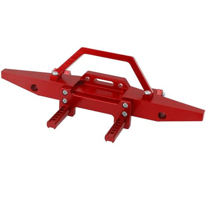 Aluminum Front Rear Bumper & Trailer Hook Compatibke with MN Model MN128 MN-128 1/12 RC Car (Red) - color: Red