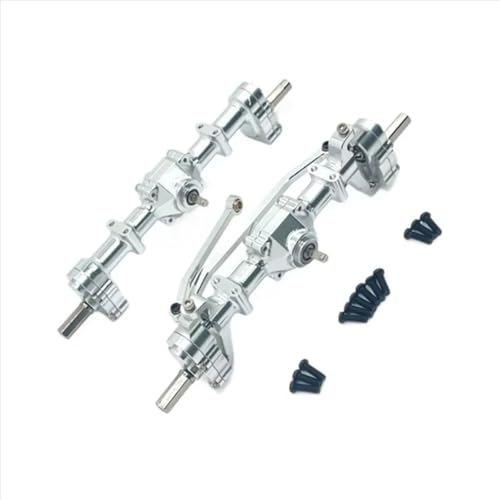 Rc Crawlers Axles Compatible With WPL C14 C24 C34 B14 B24 RC Car Upgrade Part Accessories Front Rear Portal Bridge Axle Differential Assembly Kit(Silver) - color: Silver