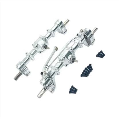 Rc Crawlers Axles Compatible With WPL C14 C24 C34 B14 B24 RC Car Upgrade Part Accessories Front Rear Portal Bridge Axle Differential Assembly Kit(Silver) - color: Silver