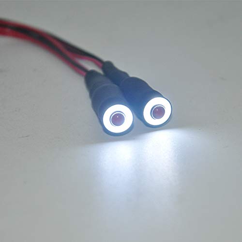 RC 2 LEDs Angel Eyes & Demon Eyes LED Light Headlights 10mm Outer Diameter Lamp for 1/10 RC Model Car Crawler Truck Racing Car Headlamps (Inner Red+Outer White) - color: Inner Red+Outer White