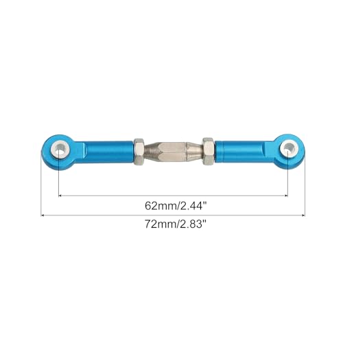 MECCANIXITY 4 Pcs Steering Servo Turnbuckle Rod RC Aluminum Alloy Linkages for HSP 1/10 94123 On-Road RC Car (Blue, 62mm) - color: Blue, size: 62mm