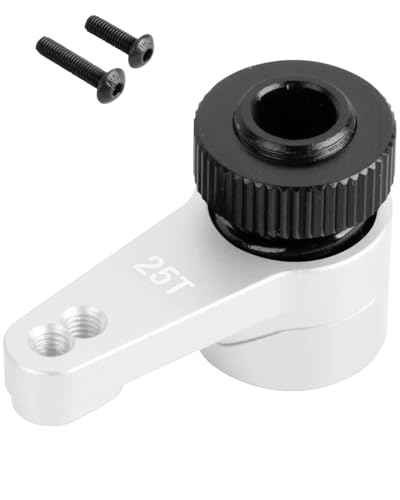 Aluminum 25T Unloading Steering Servo Horn Servo Arm Upgrades Part for 1/10 RBX10 SCX10 90046 Capra 1.9 UTB L0 S1 1/8 LMT Solid AXLE 4WD Monster Truck LOS04022 RC Car,Silver - color: Silver - (25t Servo Arm)