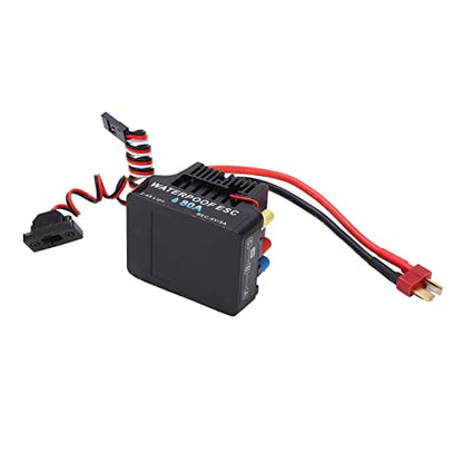 RC 80A Brushless ESC with Smooth Accelerator Linearity, 2 to 4S Water proof Speed Controller for 1/8 RC Car Truck, Inbuilt Efficient Sbec, Multiple Features