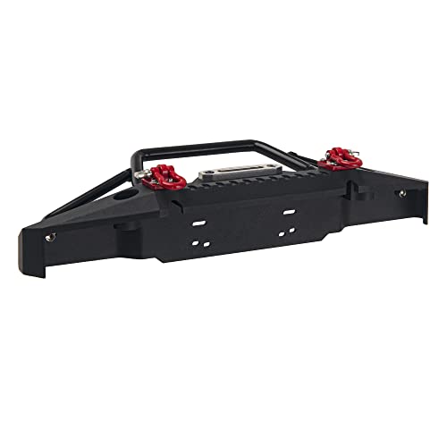Aluminum Front Bumper with LED Headlights Winch Mount Seat Tow Hook Compatible with Axial SCX10 SCX10II 90046 Traxxas TRX-4 TRX4 1/10 RC Crawler Car