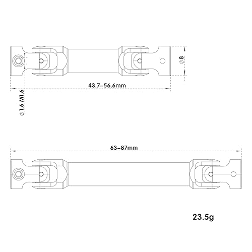 MEUS RACING Stainless Steel TRX4M Driveshaft, Drive Shaft for Traxxas 1/18 TRX4M High Trail K10/F150 RC Crawler Upgrade Parts, Black
