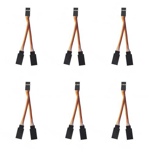 6 Pcs 7cm JR/Futaba Style Servo Extension Cable 1 to 2 Y Harness Leads Splitter Cable Male to Female Extension Lead Wire for RC Models Drone Car