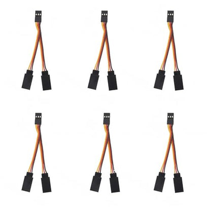 6 Pcs 7cm JR/Futaba Style Servo Extension Cable 1 to 2 Y Harness Leads Splitter Cable Male to Female Extension Lead Wire for RC Models Drone Car