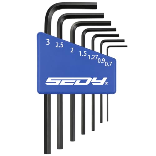 SEDY 7-Piece Mini Hex Key Metric Set, L Shape Allen Wrench, 0.7mm, 0.9mm, 1.27mm, 1.5mm, 2mm, 2.5mm, 3mm, Cr-V - style: 7-Piece Mini Metric Hex Key Set