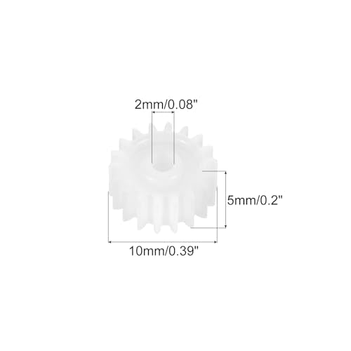 MECCANIXITY 20 Pcs Plastic Gears 18 Teeth Plastic Motor Gear Model 182A Reduction Gear for RC Car Model DIY Robot (White, Module 0.5) - style: 18 Teeth