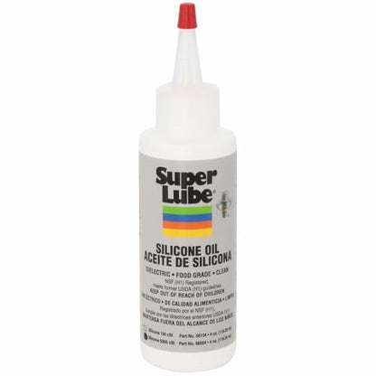 Super Lube Silicone Oil High & Low Temp CST (Clear, 4oz Bottle) | NSF Certified Food Grade & Clean | High and Low Temp Stable - size: 5000 cSt - 4oz Bottle