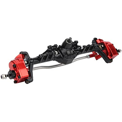 Metal Front Portal Axle Assembly Upgrade for RC Crawler Axial Capra 1.9 UTB, Aluminum Alloy RC Front Axle Replacement for RC Car Enthusiasts (Black Red)