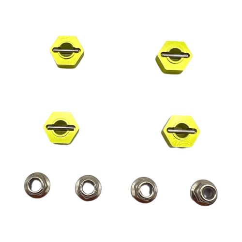 Aluminum 12mm Hex Hubs Wheel Adapters & M4 Flanged Lock Nuts,5mm Thick,for HPI HSP Redcat Tamiya Traxxas Axial RC4WD D90 1/10 RC Car (Golden)
