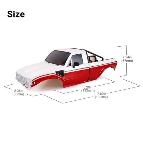 INJORA IR60 Pickup Hard Body Shell for TRX4M Defender Bronco (Red White) - color: Red White